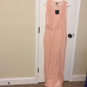 Asos light pink lace maxi dress new